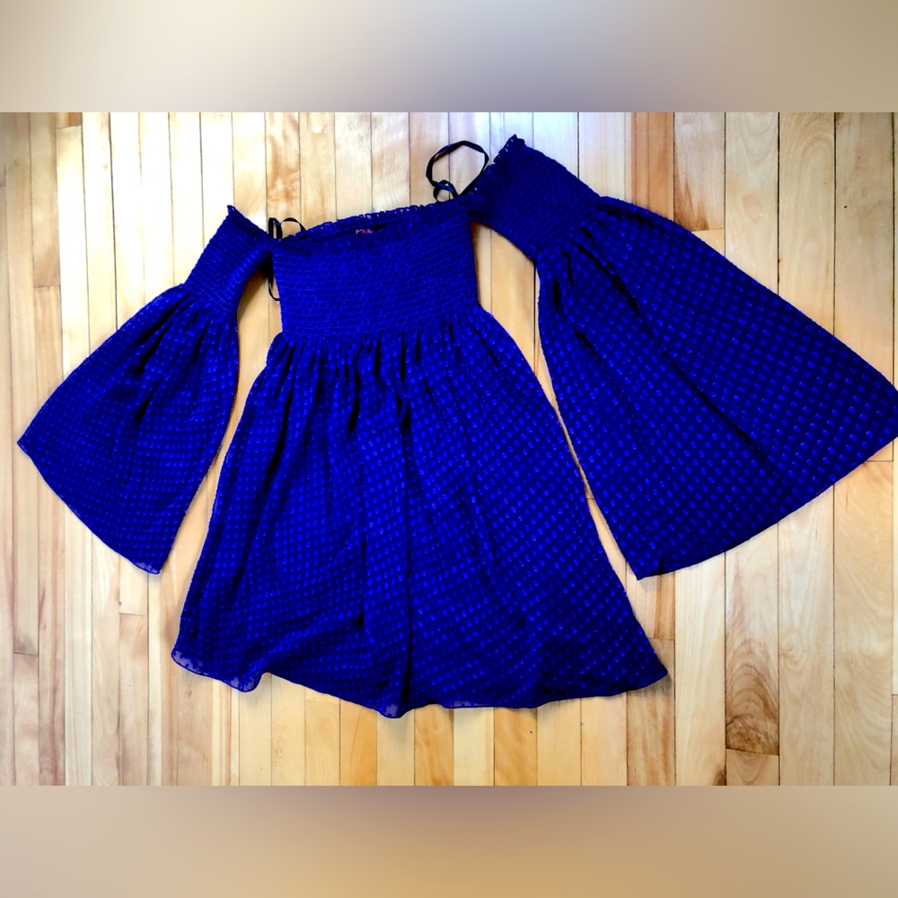 Elegant Blue Off-Shoulder Dress